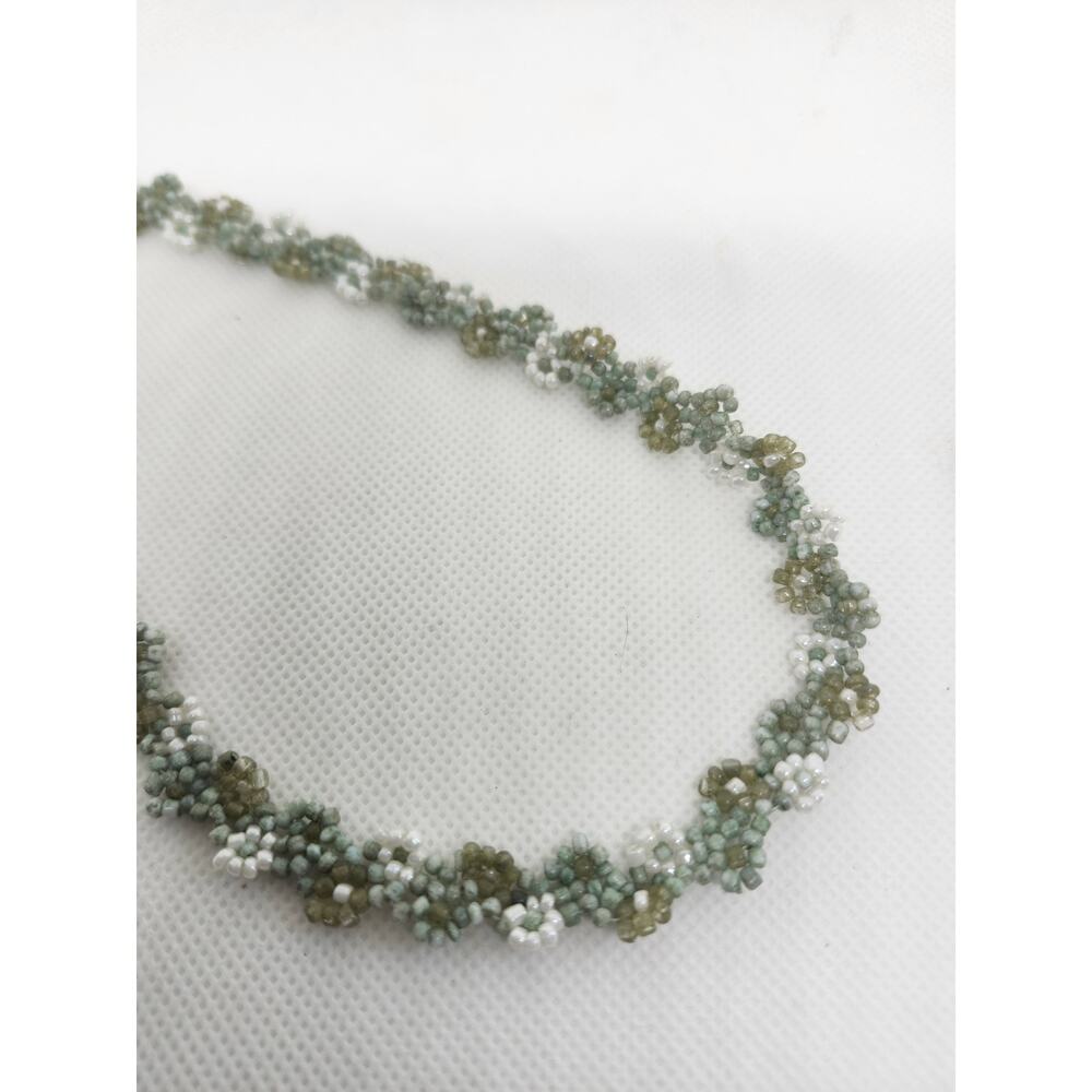 BEADED CHOKER Y2K, FLOWER NECKLACE 14.5